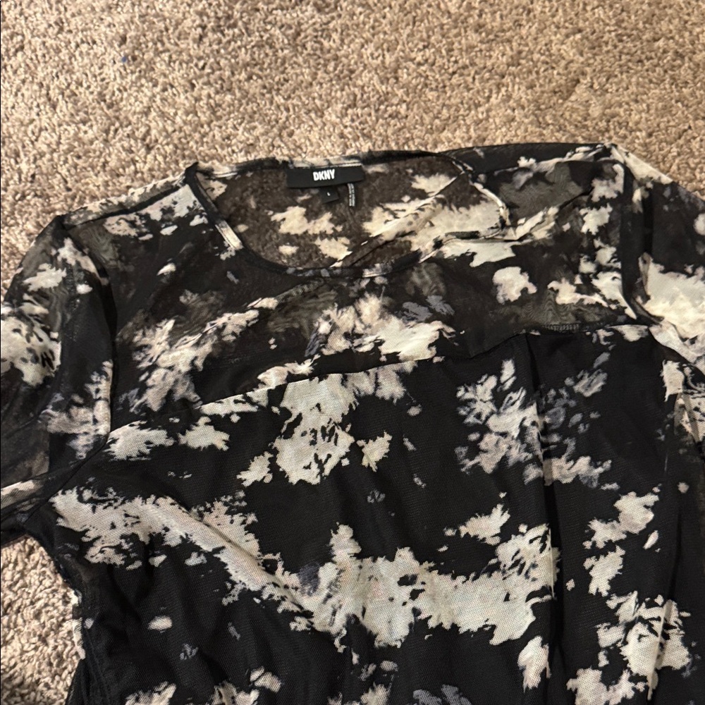 DKNY Monochrome Sheer Blouse